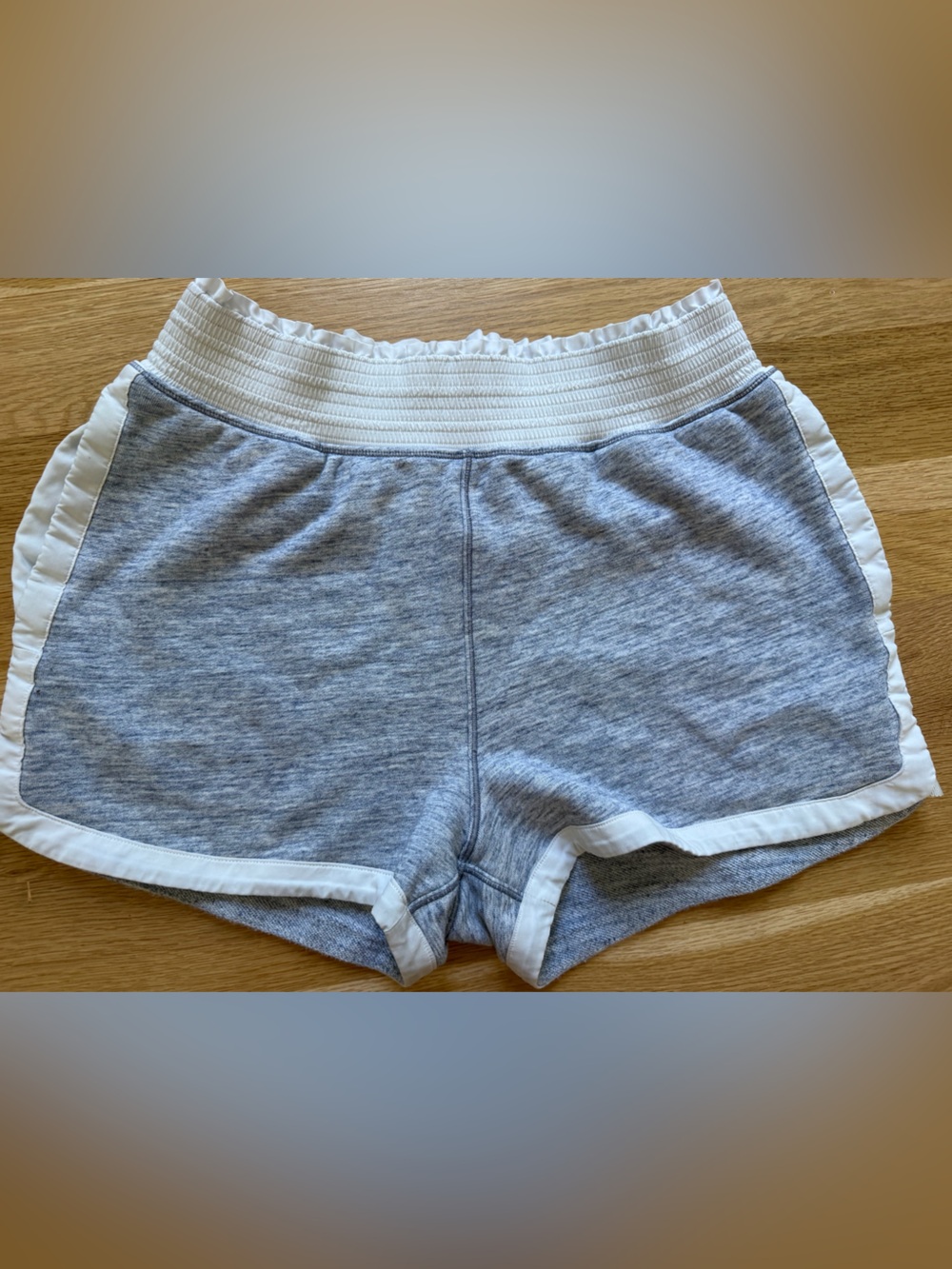 lululemon athletica Heather Gray Crewneck-Style Shorts with White Trim